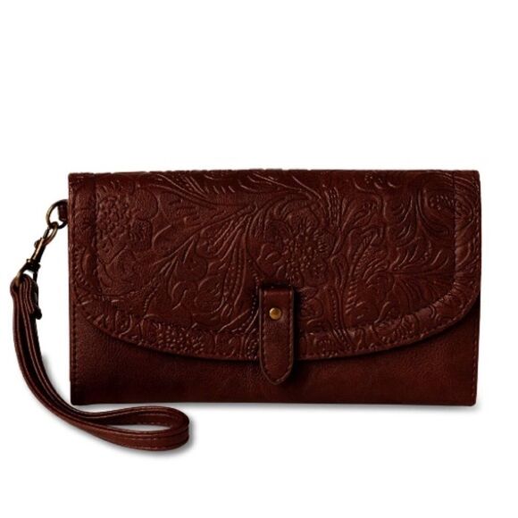 Embroidery Brown wristlet   - Picture 1 of 4